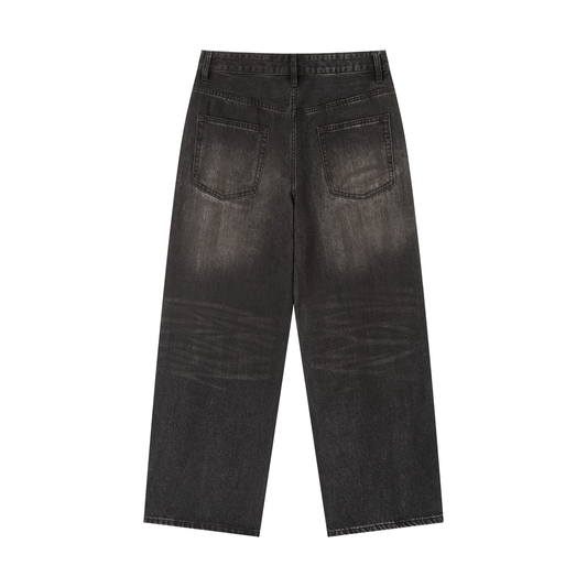 Vintage Wash Heavyweight Denim Jeans Black